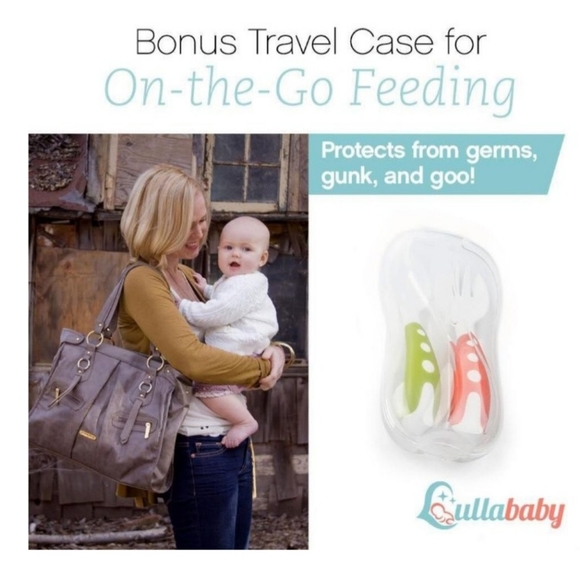 Baby Orange Green Mash & Serve Bowl Training Fork Spoon 5 Piece Feeding Set NEW - Picture 6 of 12